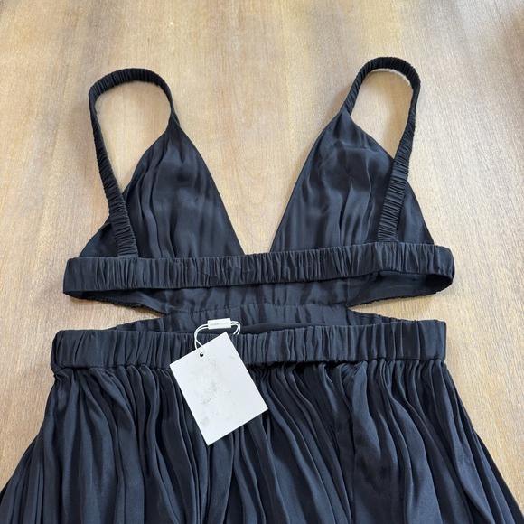 Magali Pascal Jillian Silk Blend Maxi Dress Size XL Black‎ Cutout Open Back - Picture 12 of 14